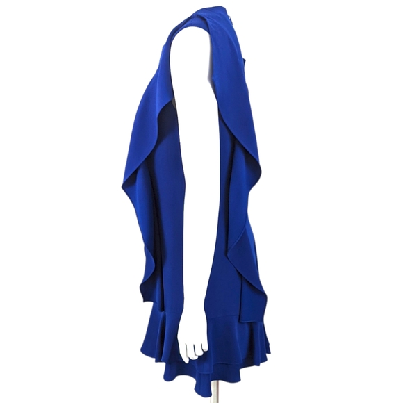 BCBG Maxazria Ruffle Cocktail Party Mini Dress Womens Small Blue Sleeveless - Picture 6 of 13